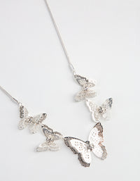 Kids Silver Diamante Stamp Butterfly Necklace - link has visual effect only