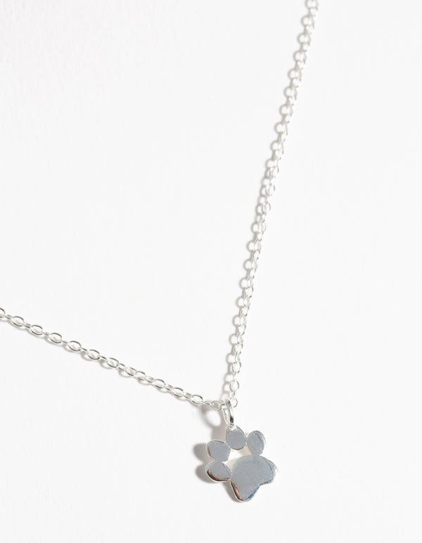 Kids Sterling Silver Paw 30cm Necklace