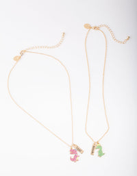 Kids Gold Dinosaur Best Friend Necklace - link has visual effect only