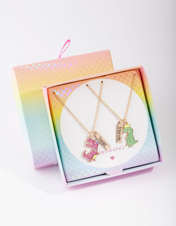 Kids Gold Dinosaur Best Friend Necklace