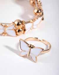 Kids Gold Enamel Butterfly Stretch Bracelet & Ring - link has visual effect only