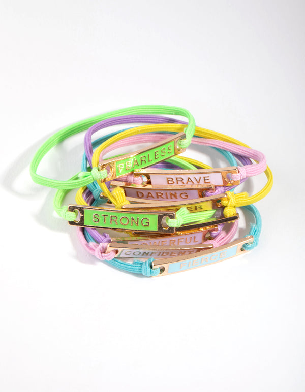 Kids Mixed Metal Enamel Mega Best Friend Stretch Bracelet 10-Pack