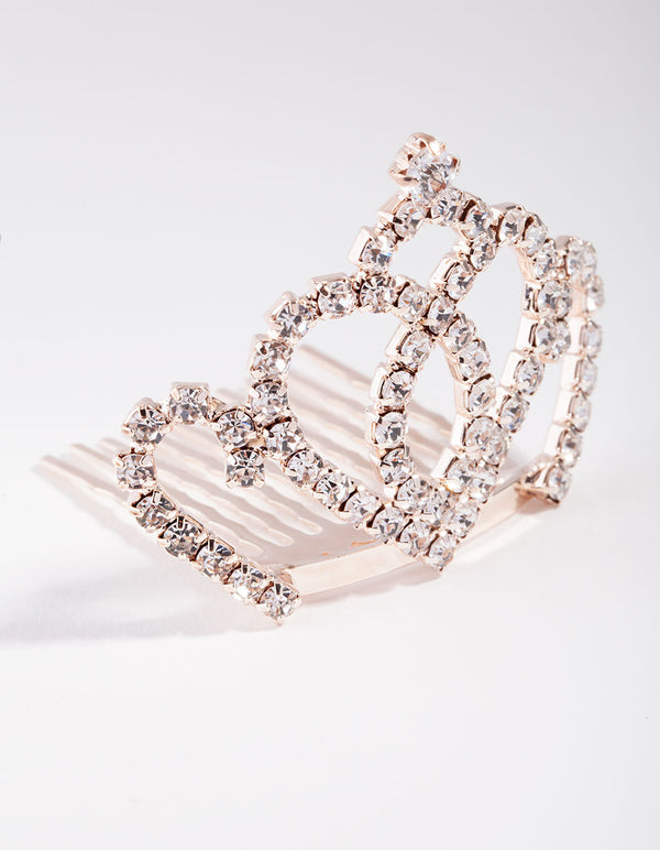 Kids Rose Gold Crystal Crown Comb