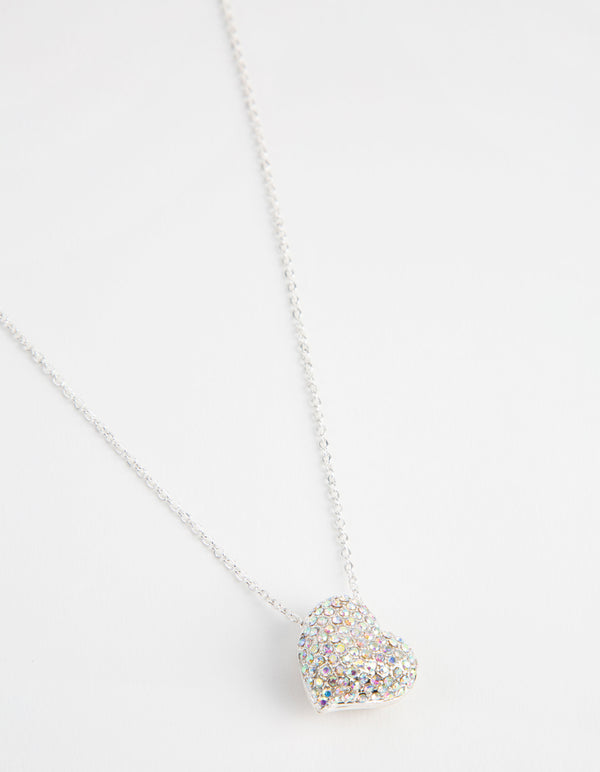 Silver Pave Heart Locket Necklace