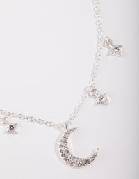 Silver Star & Moon Diamante Necklace - link has visual effect only