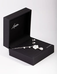 Silver Pearl Flower Chain Necklace - link has visual effect only