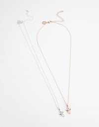 Mixed Metal Double Angel Diamante Necklace - link has visual effect only