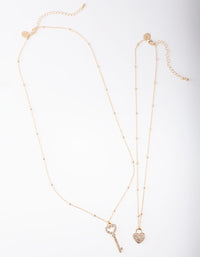 Gold Lock & Key Diamante Necklace - link has visual effect only