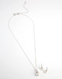 Silver Royal Pearl Necklace & Earrings Set - link has visual effect only