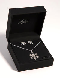 Silver Diamante Snowflake Necklace Earrings - link has visual effect only