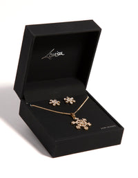 Gold Snowflake Necklace & Earrings Set - link has visual effect only