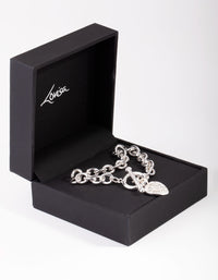 Silver Pave Heart & Chain Bracelet - link has visual effect only