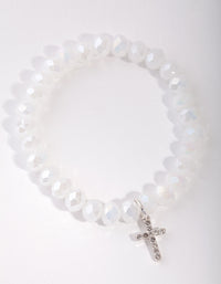 Silver Diamante Cross Facet Bead Bracelet - link has visual effect only