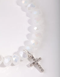 Silver Diamante Cross Facet Bead Bracelet - link has visual effect only