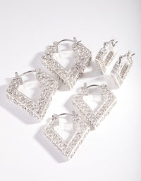 Silver Pave Diamante Triangle Earring Pack - link has visual effect only