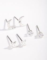 Silver Crescent Moon Pearl Micro Ear Stacker - link has visual effect only