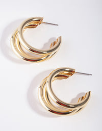 Gold 3-Row Hoop Earrings - link has visual effect only