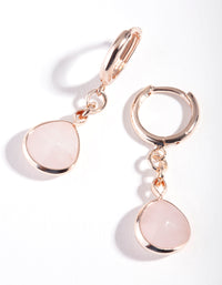 Rose Gold Mini Stone Drop Huggie Earrings - link has visual effect only