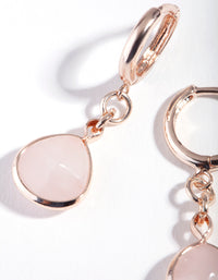 Rose Gold Mini Stone Drop Huggie Earrings - link has visual effect only