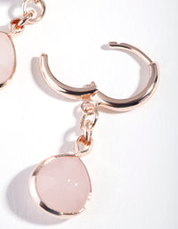 Rose Gold Mini Stone Drop Huggie Earrings - link has visual effect only