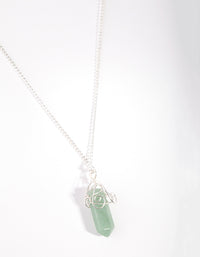 Silver Curled Wrap Green Shard Necklace - link has visual effect only