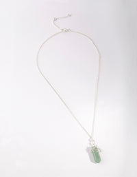 Silver Curled Wrap Green Shard Necklace - link has visual effect only