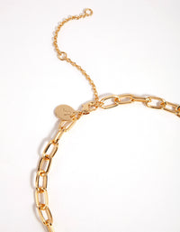 Gold Small Rectangle Link Choker - link has visual effect only