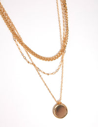 Gold Multi Chain Circle Pendant Necklace - link has visual effect only