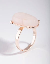 Rose Gold Large Pink Oval Stone Ring - link has visual effect only