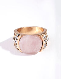 Antique Gold Pink Boho Ring - link has visual effect only