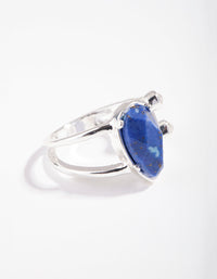 Silver Open Blue Crystal Stone Ring - link has visual effect only