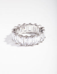 Silver Cubic Zirconia Rectangular Band Ring - link has visual effect only