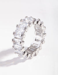 Silver Cubic Zirconia Rectangular Band Ring - link has visual effect only