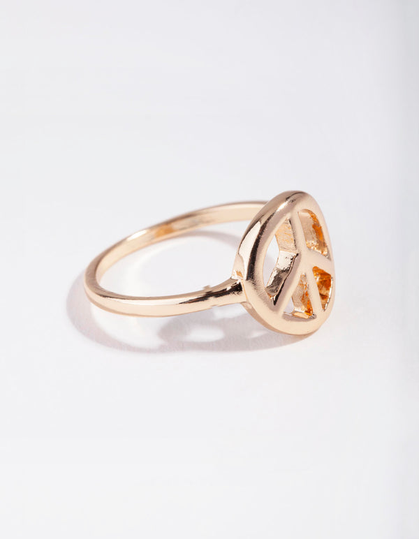 Gold Peace Sign Ring