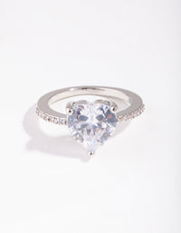 Silver Cubic Zirconia Heart Engagement Ring - link has visual effect only