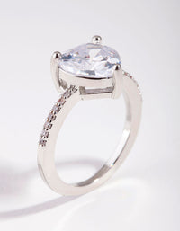 Silver Cubic Zirconia Heart Engagement Ring - link has visual effect only