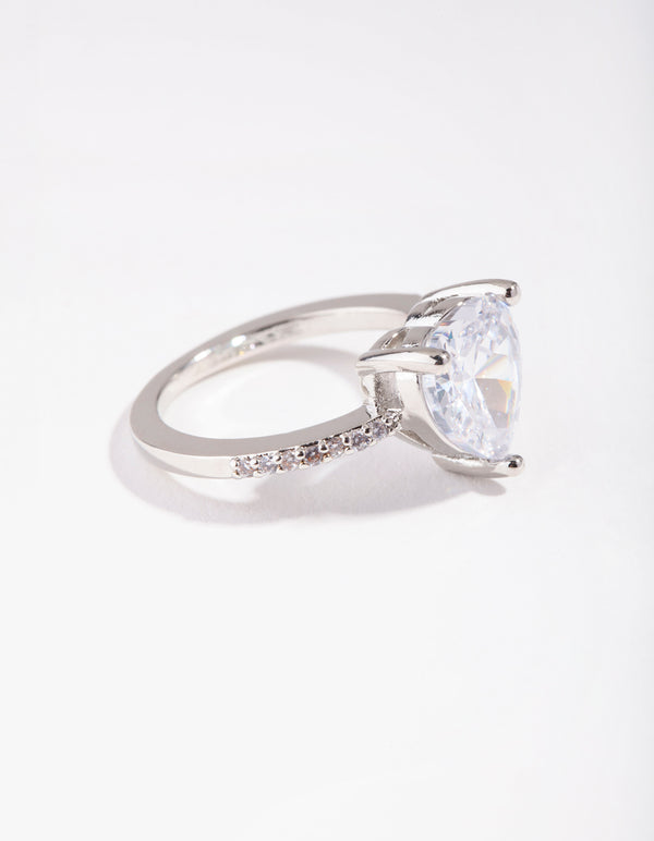 Silver Cubic Zirconia Heart Engagement Ring