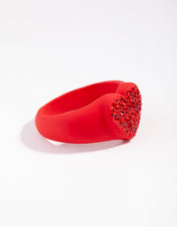 Matte Red Diamante Heart Ring - link has visual effect only