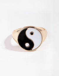 Gold Yin Yang Signet Ring - link has visual effect only