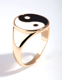 Gold Yin Yang Signet Ring - link has visual effect only