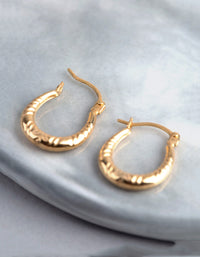 9ct Gold Diamond Cut Creole Hoop Earrings - link has visual effect only