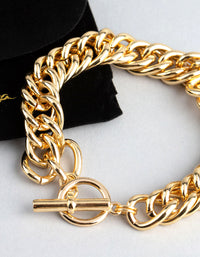 18ct Gold Plated Brass Statement Chain Link T&O Bracelet - link has visual effect only