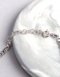 Sterling Silver Figaro Chain Bracelet - link has visual effect only