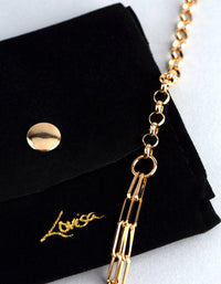 Gold Plated Sterling Silver Half & Half Chain Bracelet - link has visual effect only