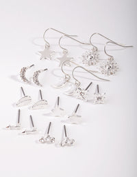 Silver Star & Moon Mix 9-Pack Earring - link has visual effect only