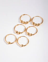 Gold Plated Sterling Silver Multi Ball Hoop Pack Earring - link has visual effect only