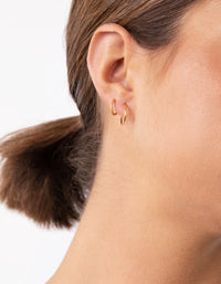 Gold Plated Sterling Silver Station Hoop Pack Earring - link has visual effect only