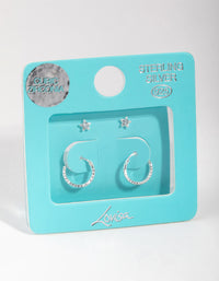 Sterling Silver Star Stud & Hoop Earrings - link has visual effect only