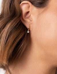 Gold Plated Sterling Silver Star Huggie Earrings - link has visual effect only