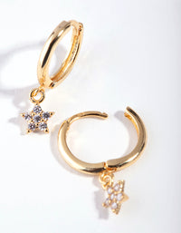 Gold Plated Sterling Silver Star Huggie Earrings - link has visual effect only